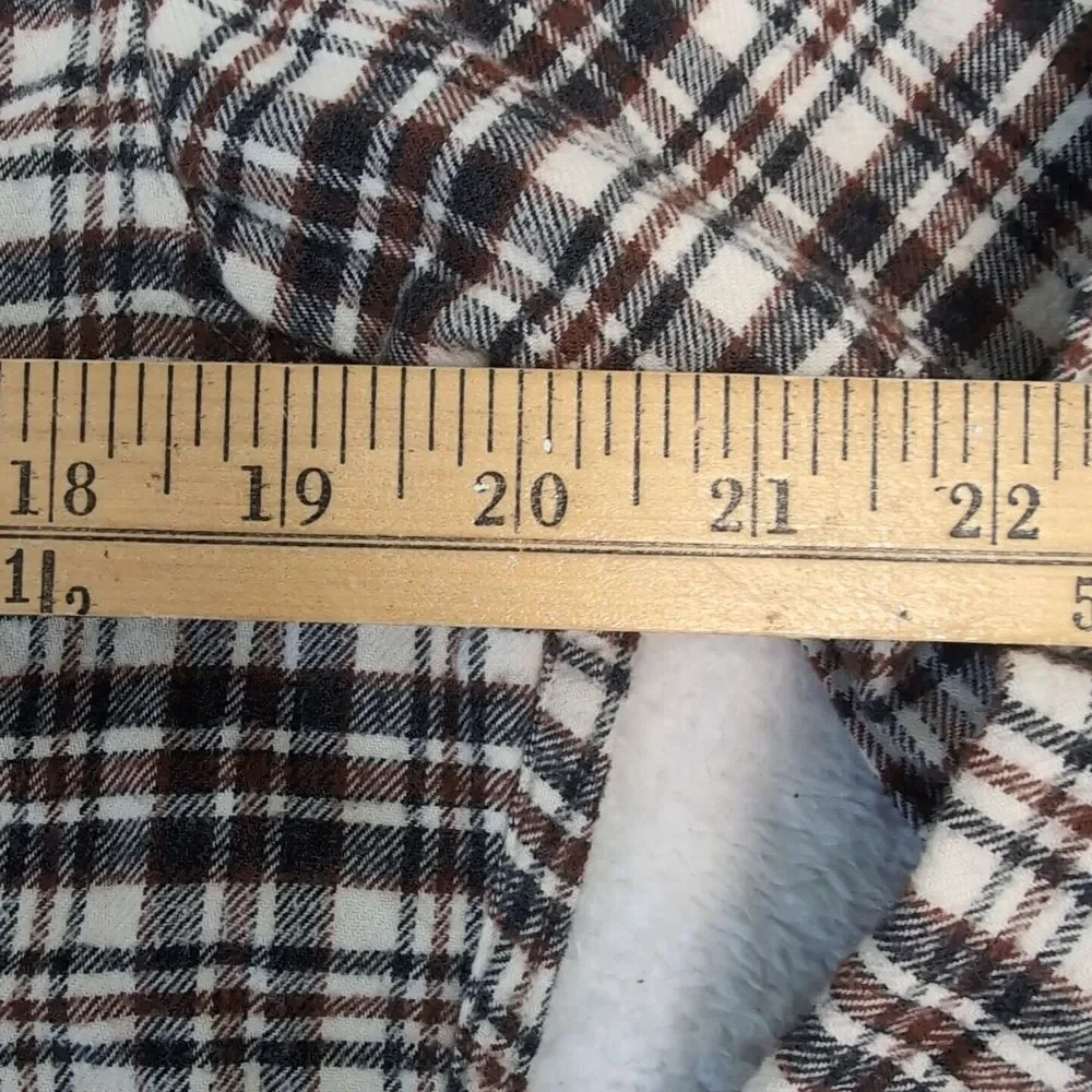 J.Crew Mercantile‎ Brushed Flannel Shirt Men's Medium Plaid Brown Double Pocket